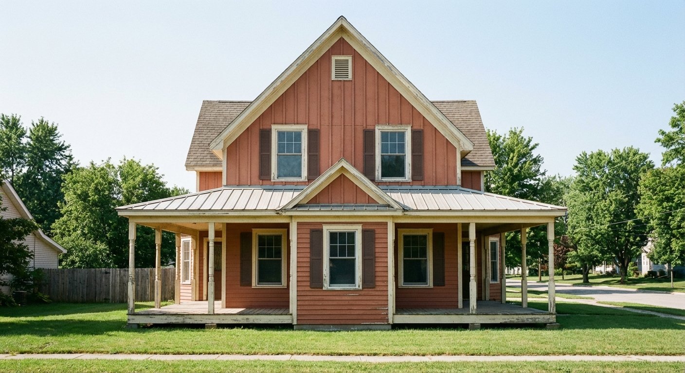 Farmhouse before repainting
