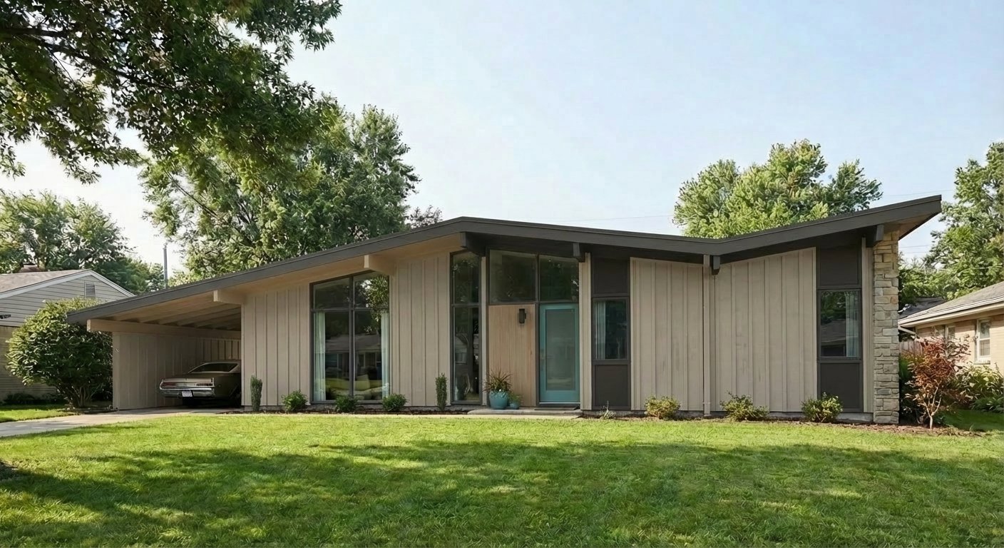Before: Mid-Century Modern home in original colors