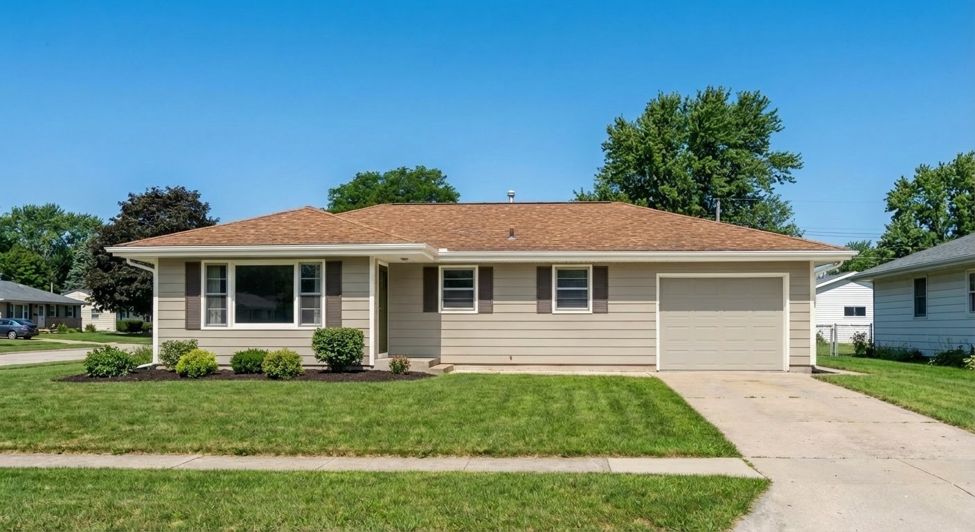 Before: Ranch home in original colors