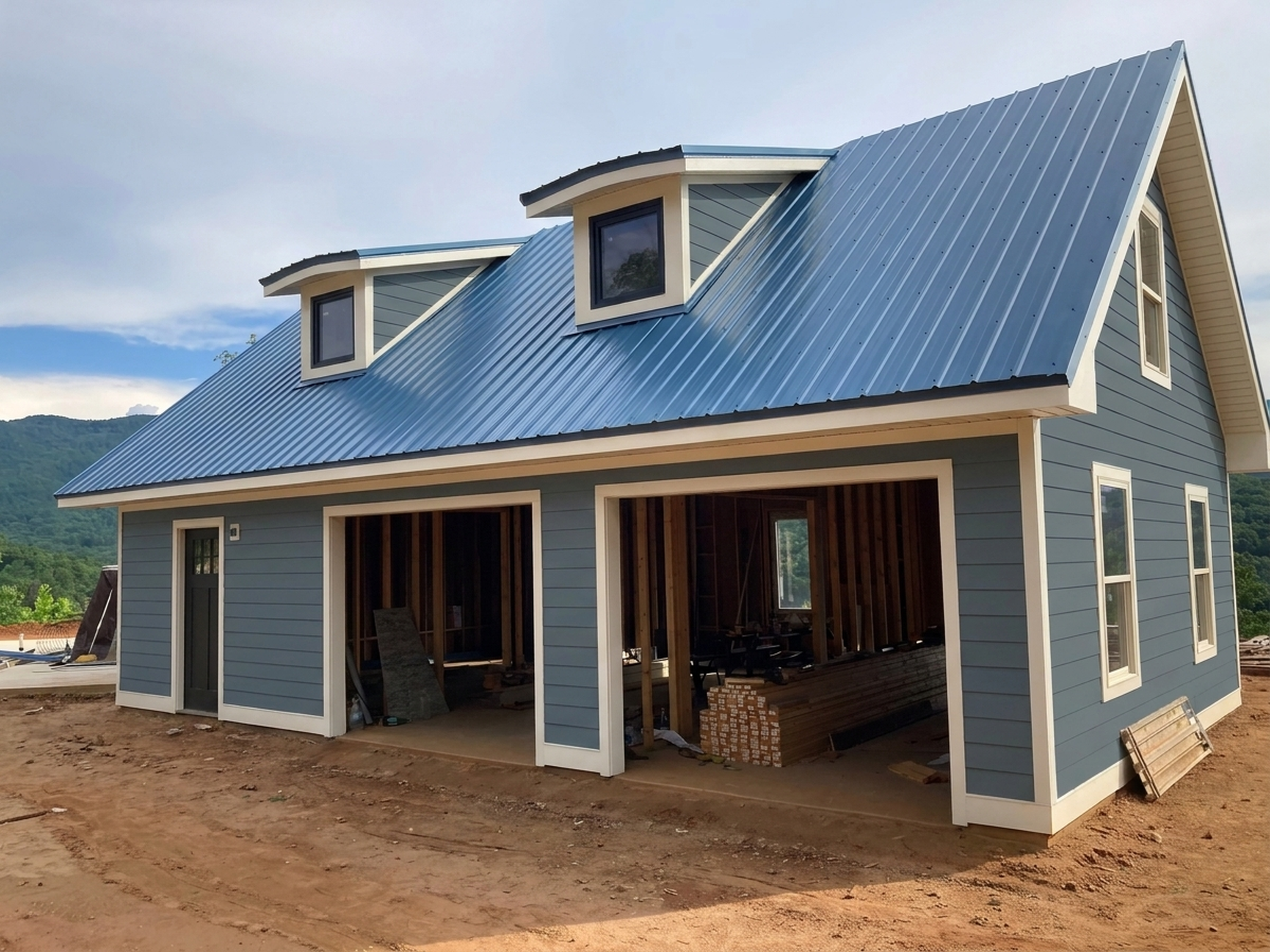 A home repainted in Smoky Blue and Creamy