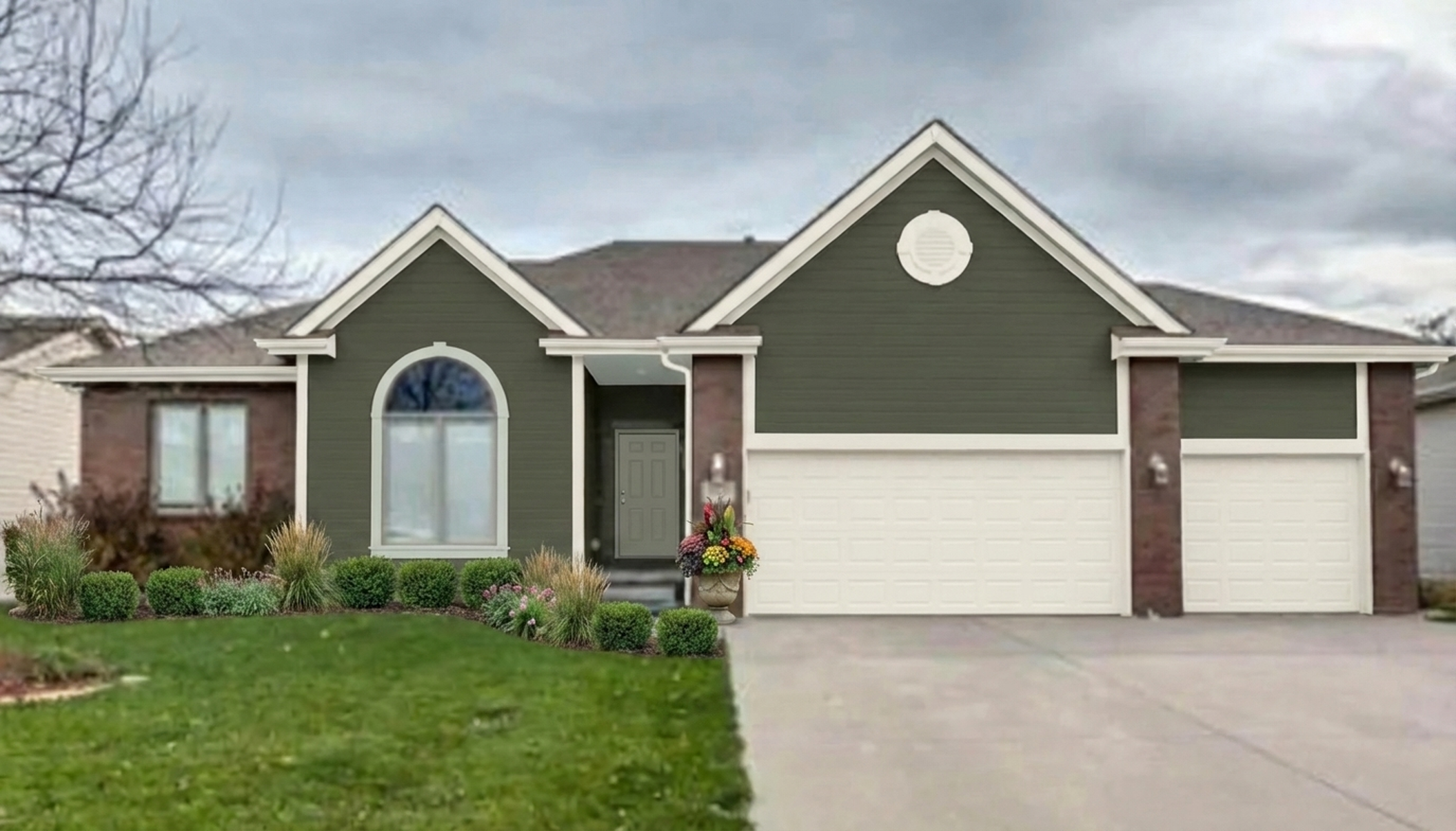 AI-rendered house in new paint colors