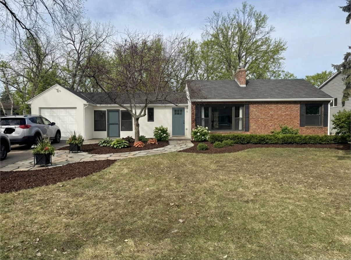 AI-rendered house in new paint colors