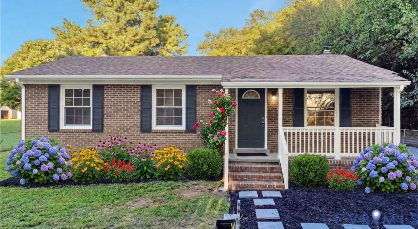 AI-rendered house in new paint colors